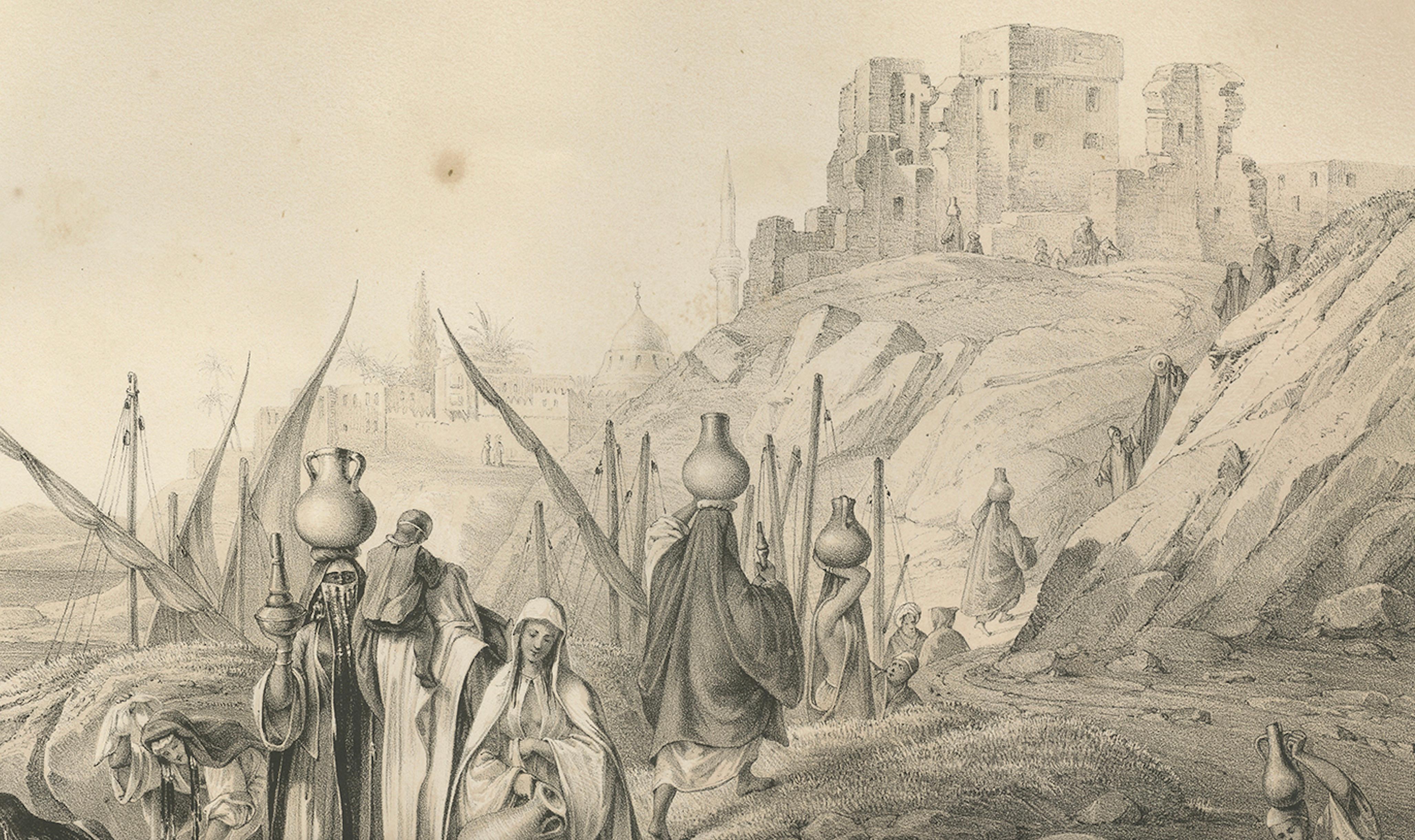 Antike ägyptische Frauen am Nil, Wasserszene aus Maximilian in Bayern, 1846 (19. Jahrhundert) im Angebot