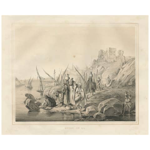 Antique Egyptian Women at the Nile Water Scene from Maximilian in Bavaria, 1846