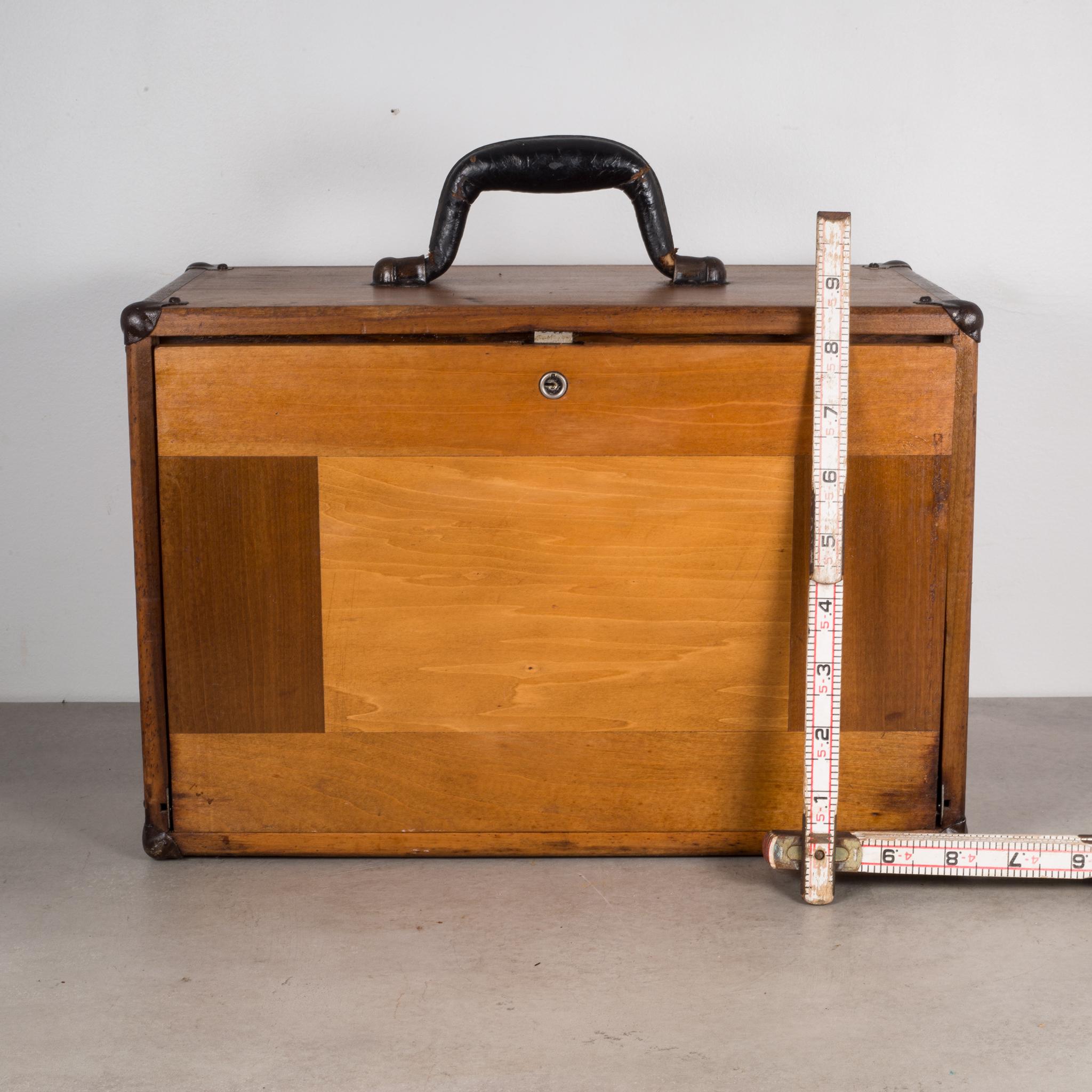 Brass Antique Eight-Drawer Oak Machinist's Chest, circa 1940