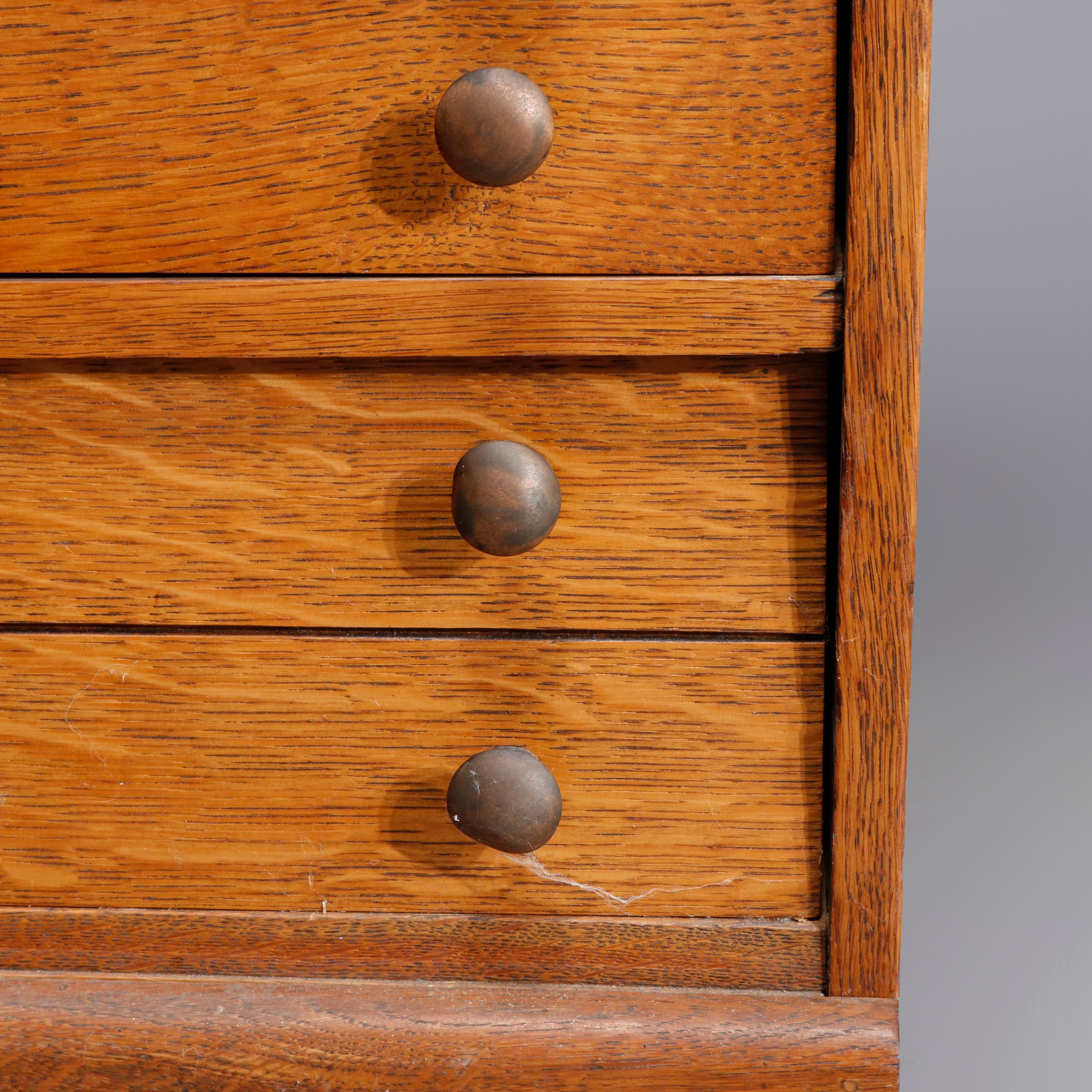 American Antique Eight Drawer Oak Map, Art or Print File Cabinet, circa 1910