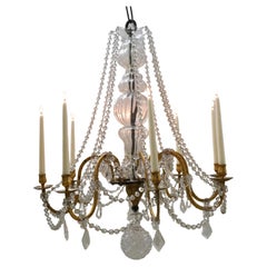 Antique Eight-light iron and crystal chandelier. Early 19th c.