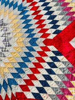 Antique Eight-Point Lone Star Quilt in Turkey Red and Double Blue, Circa 1900