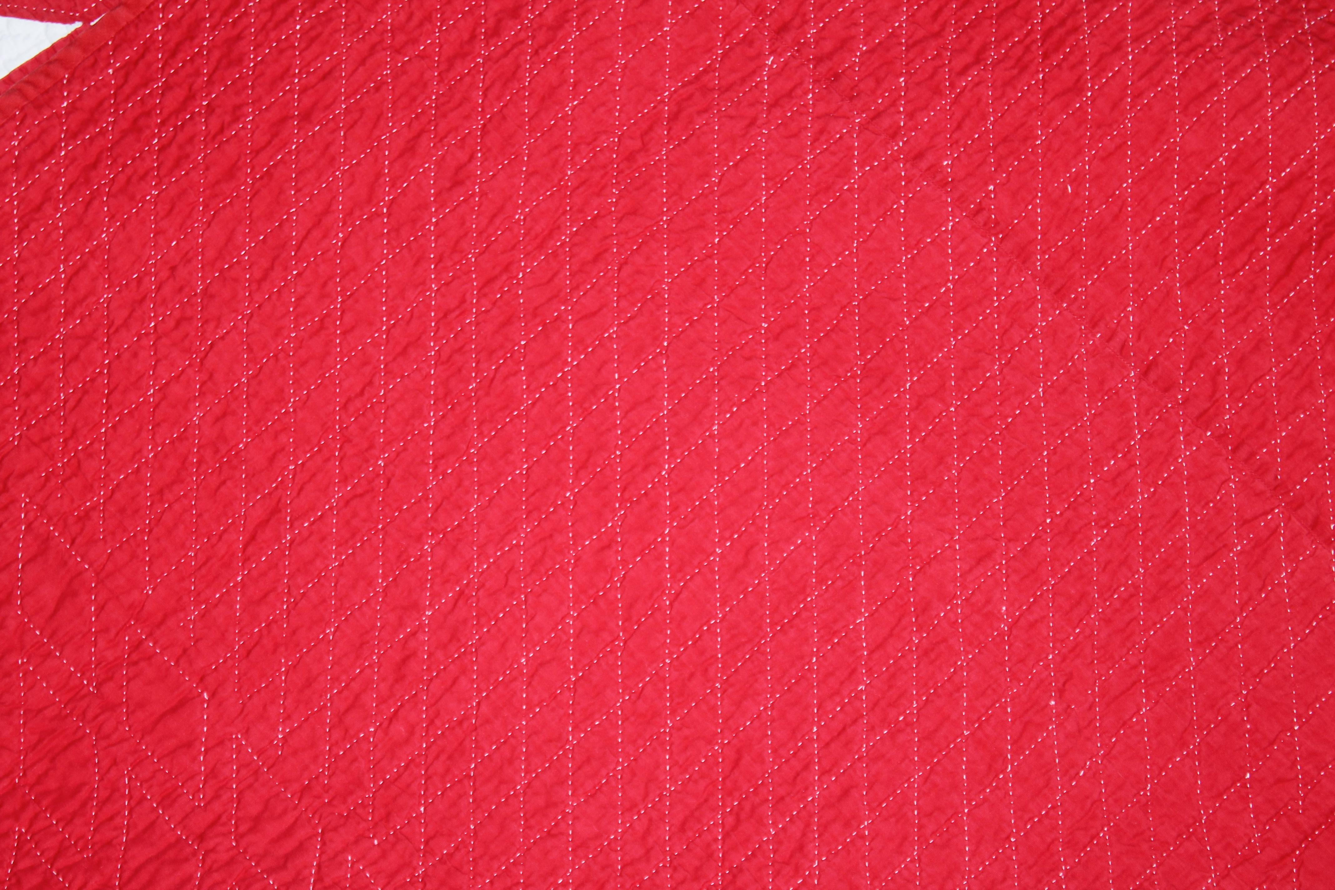 Cotton Antique Eight Point Star Quilt in Red & White