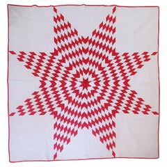 Antique Eight Point Star Quilt in Red & White