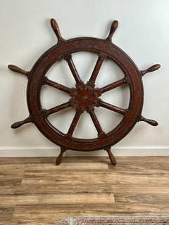 Antique Eight Spoke Mahogany and Iron Ships Wheel Stamped “1864 US”