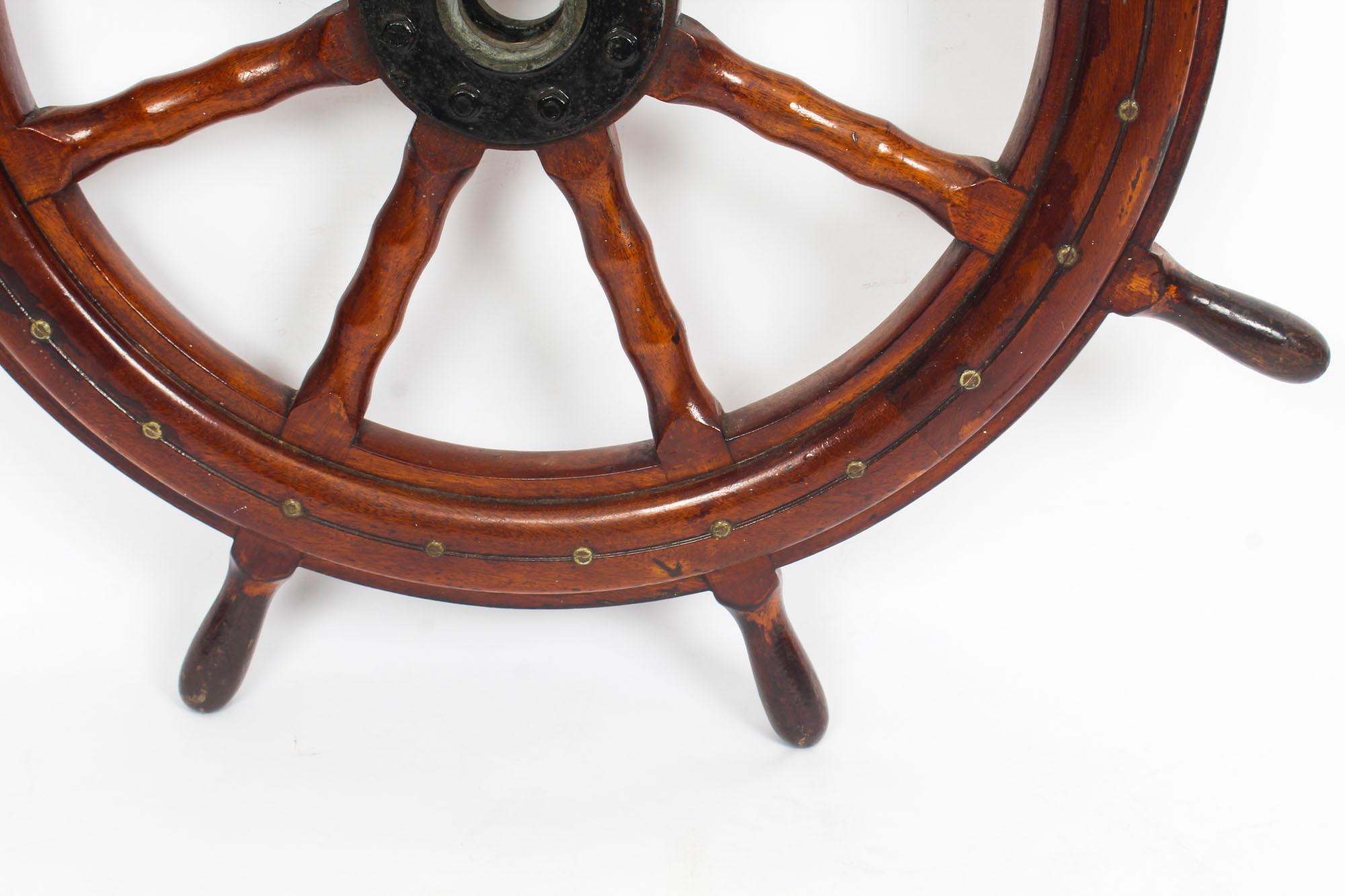 Mid-19th Century Antique Eight Spoke Mahogany Ships Wheel, 19th Century