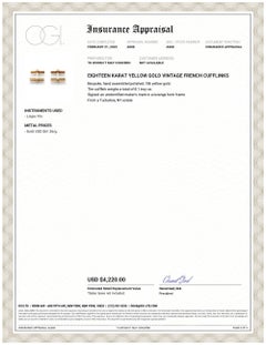 Boutons de manchette en or jaune 18 carats signés Vintage French Double Struck