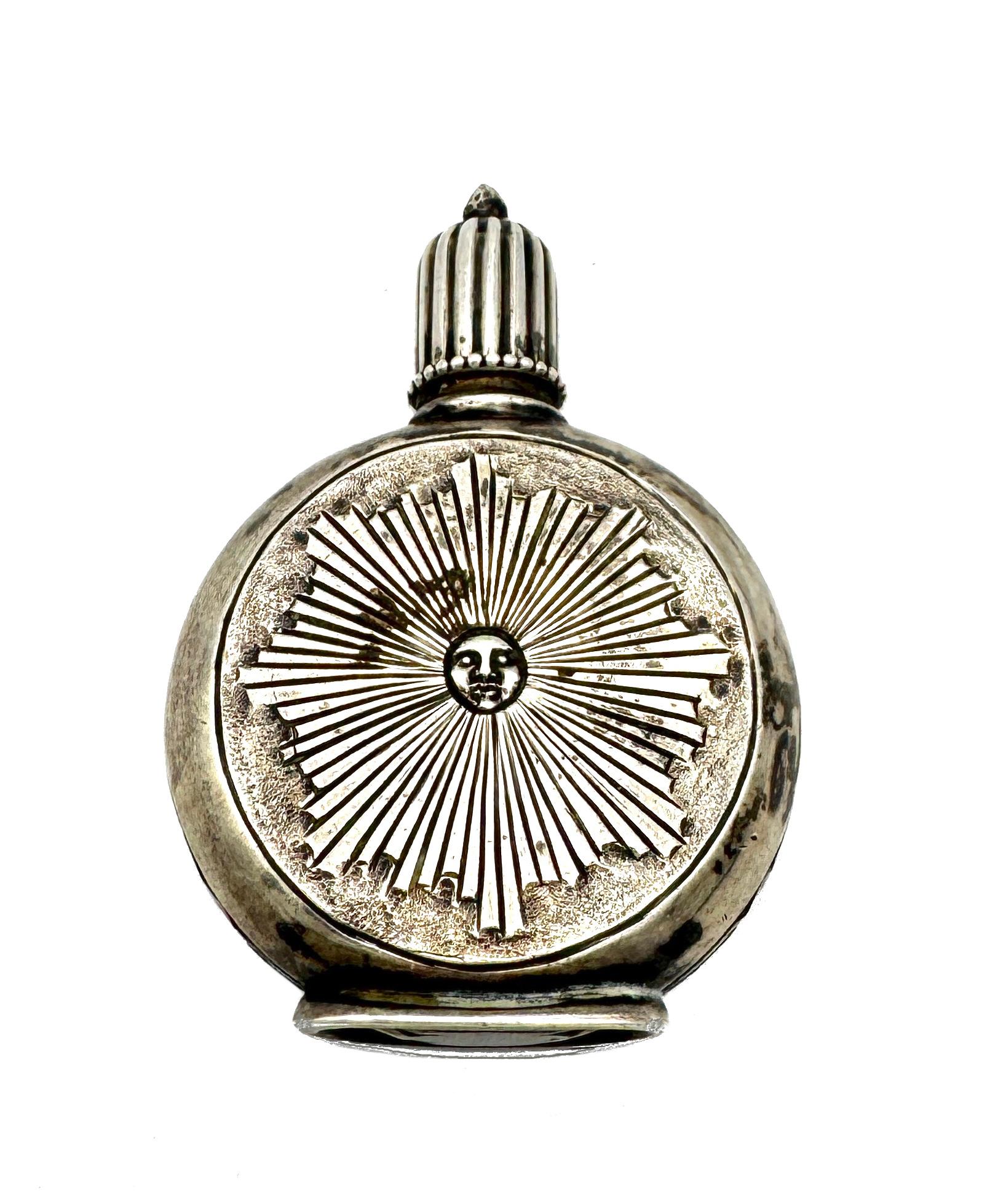 Antique  Belle Époque Scent Bottle Miniature Perfume Bottle Silver Sun Jorge III en venta