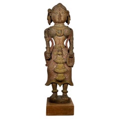 Antique Elaborate Hand Carved Indian Hindu Doll Sculpture in Wood