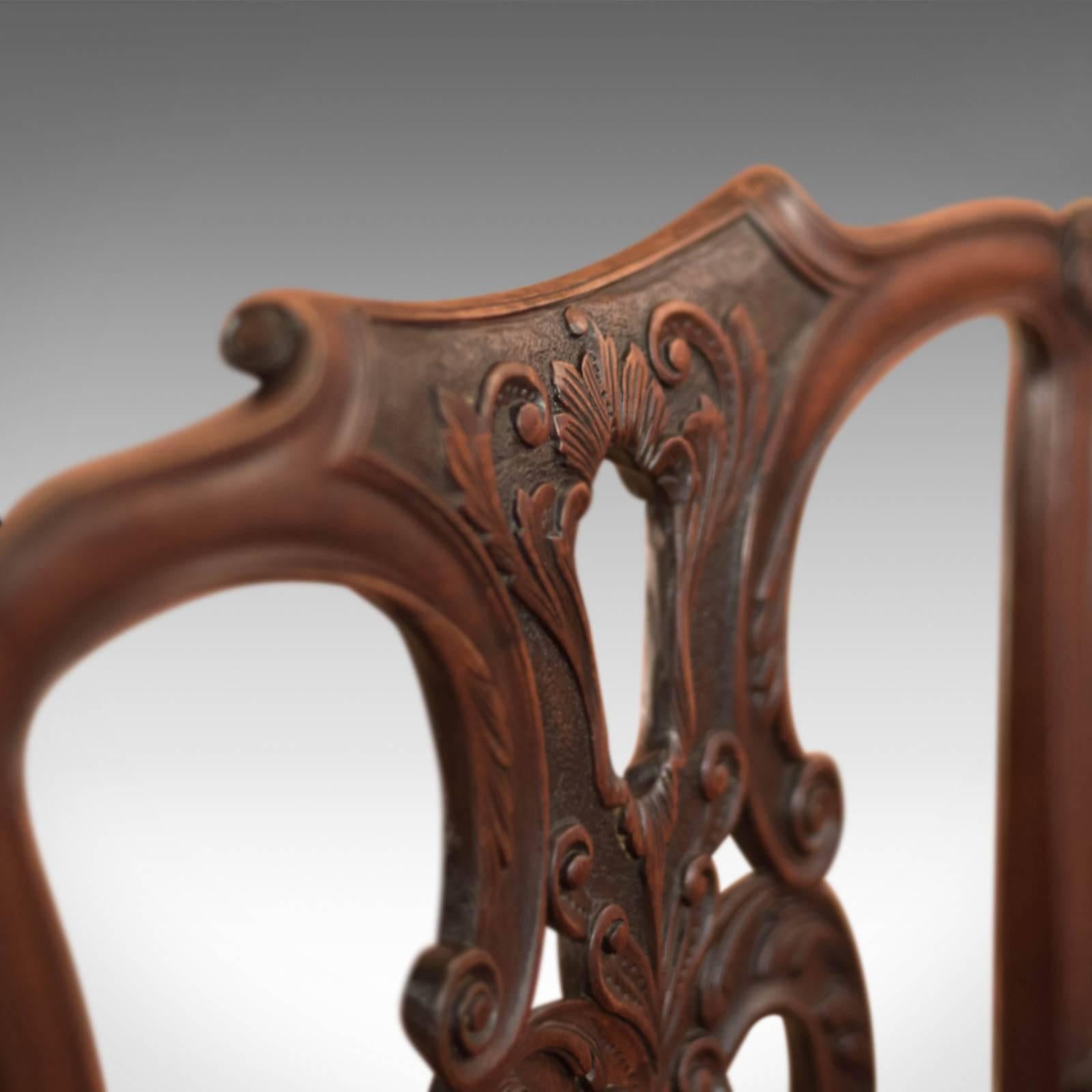 Mahogany Antique Elbow Chair, 19th Century in Chippendale Taste For Sale