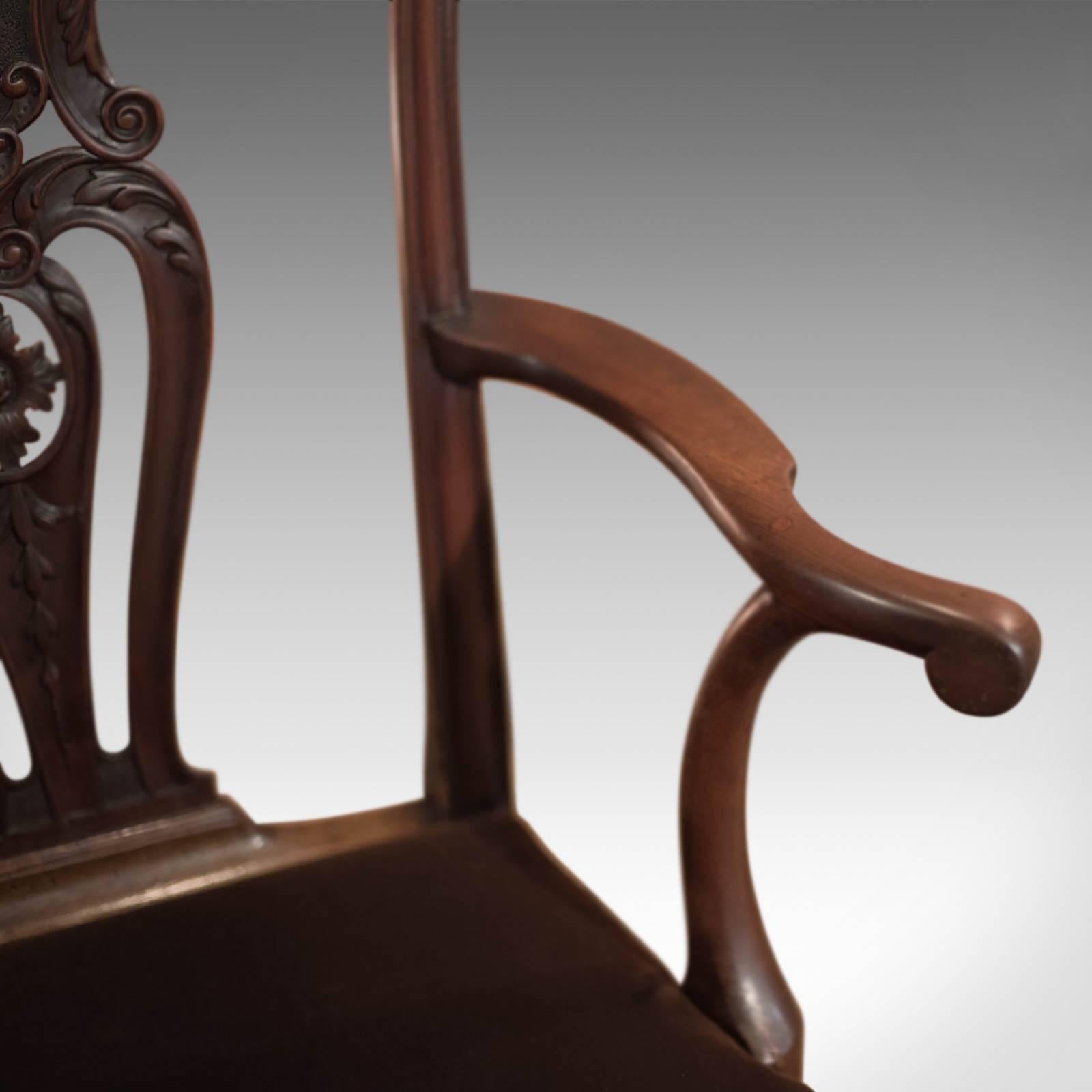 Antique Elbow Chair, 19th Century in Chippendale Taste For Sale 1