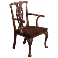 Antique Elbow Chair, 19th Century in Chippendale Taste