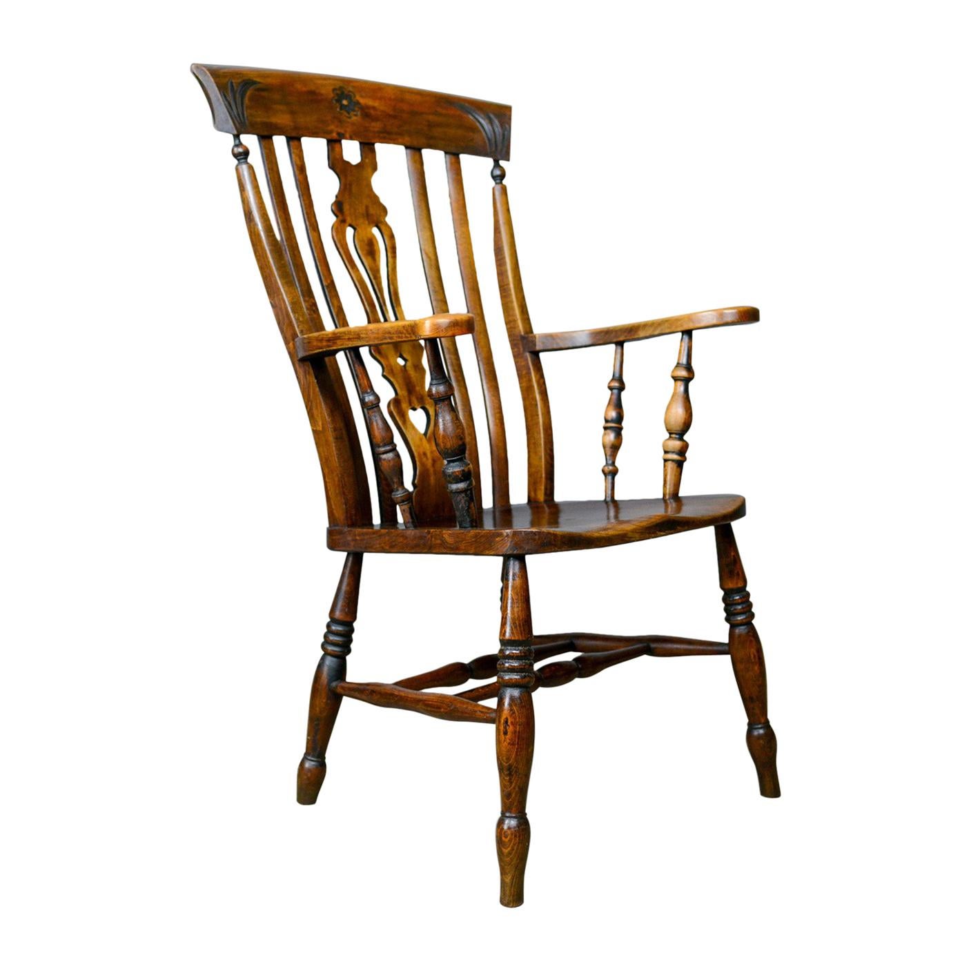 Antique Elbow Chair Edwardian Country Kitchen Windsor Armchair, circa 1910