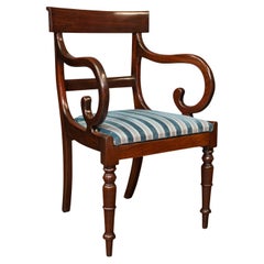 Antique Elbow Chair, English, Armchair, Desk, Scroll Arm, Regency, Circa 1820