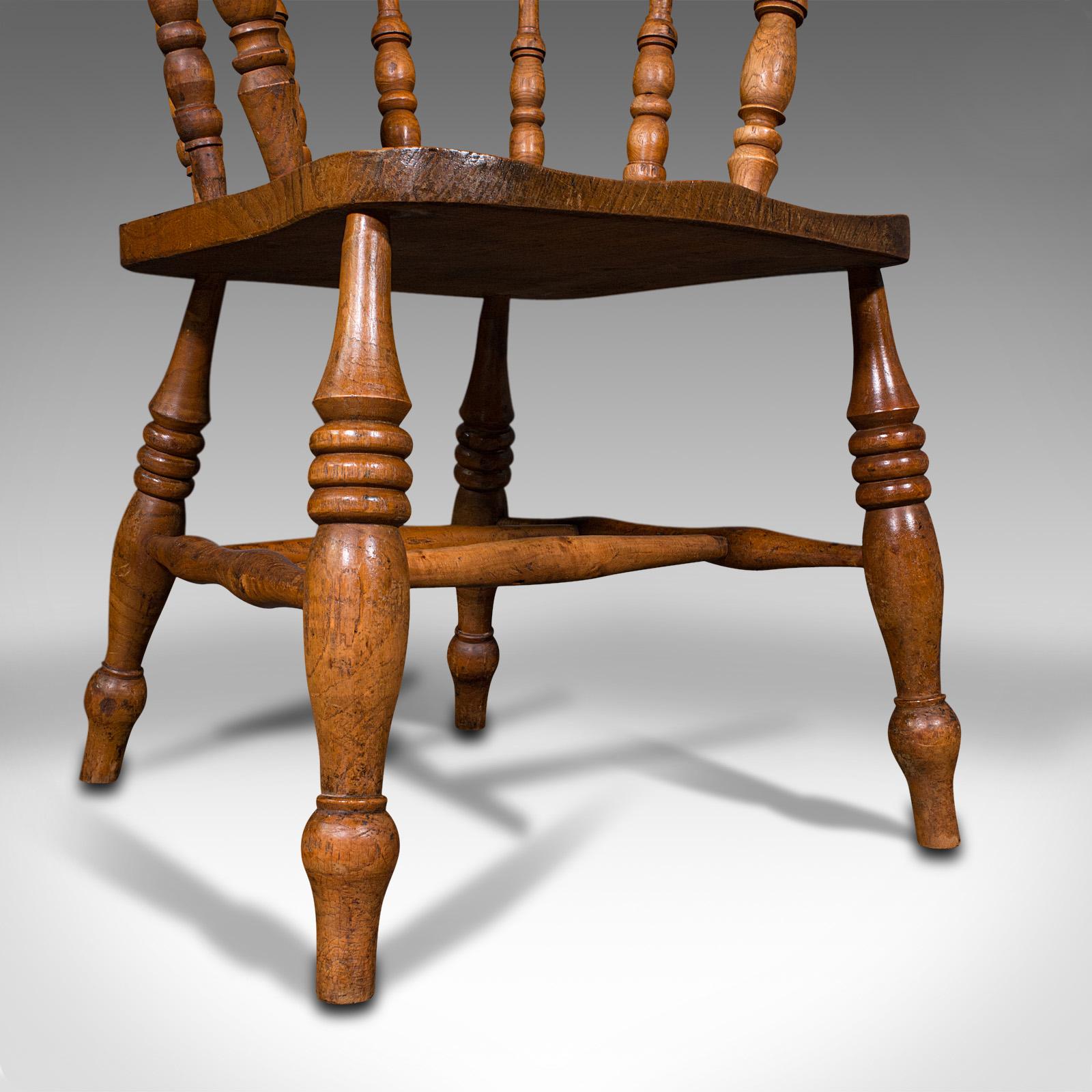 Antique Elbow Chair, English, Beech, Elm, Smoker's Bow, Captain, Victorian, 1900 6