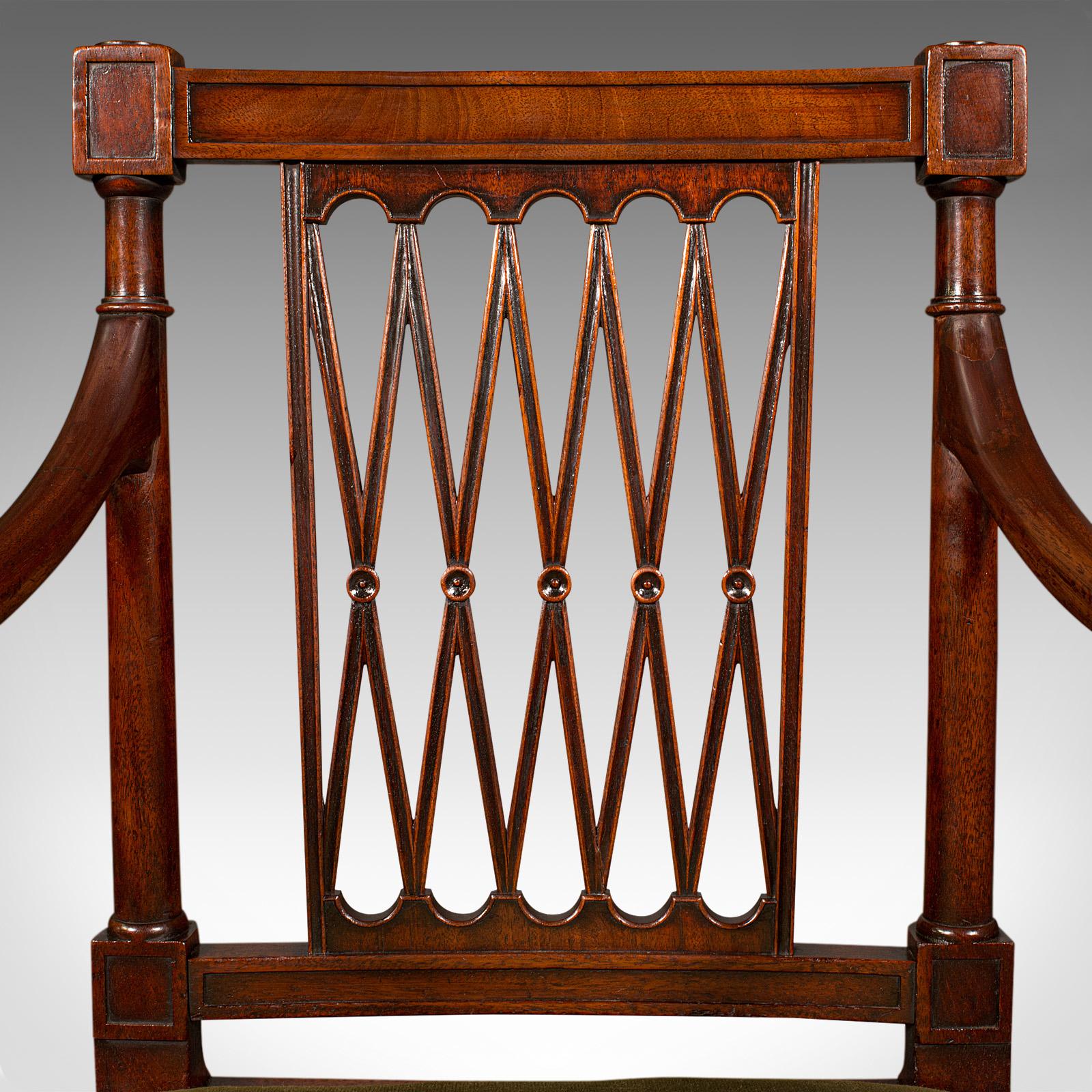 Antique Elbow Chair, English, Carver Seat, After Sheraton, Georgian, Circa 1780 1