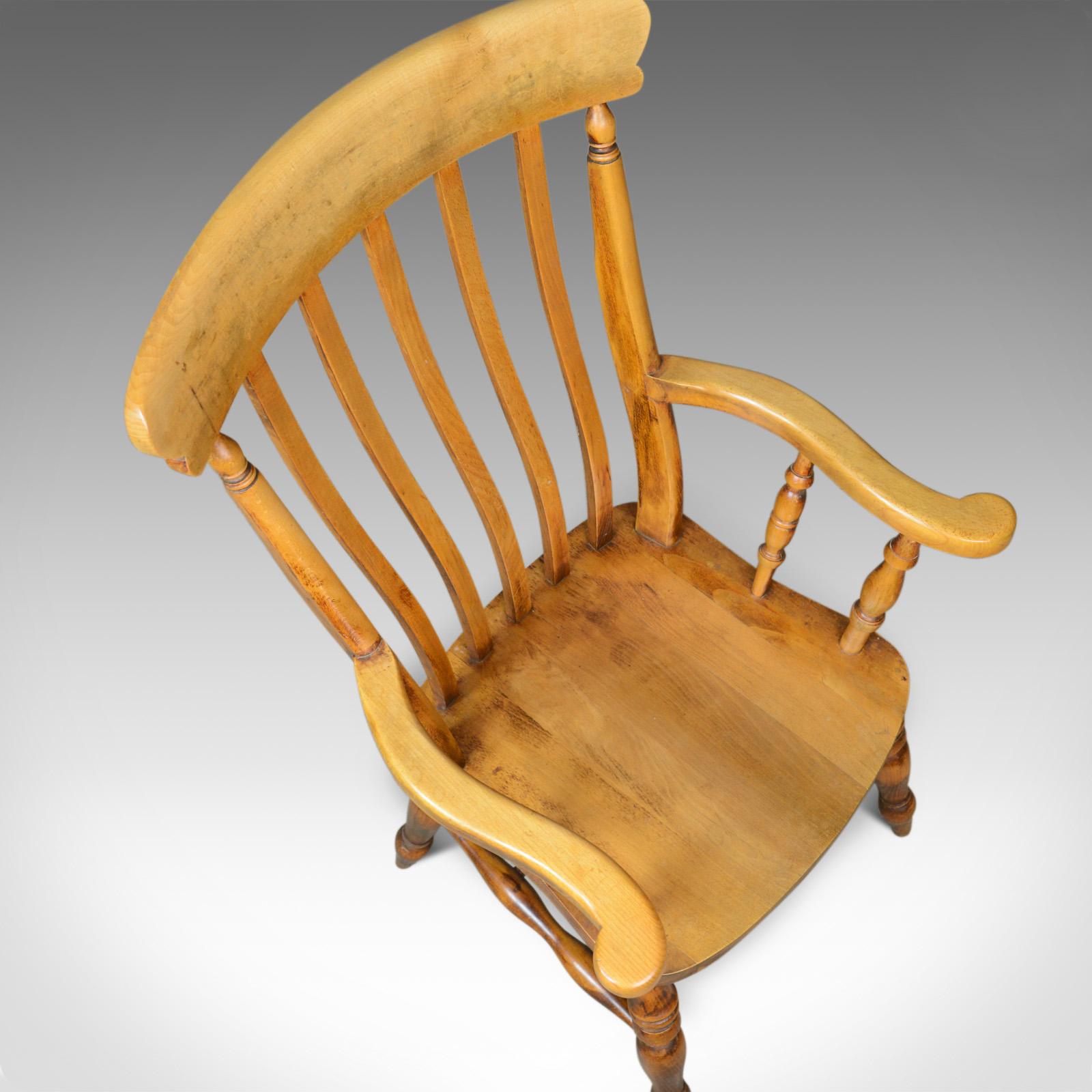 Beech Antique Elbow Chair, English, Country Kitchen, Windsor Armchair