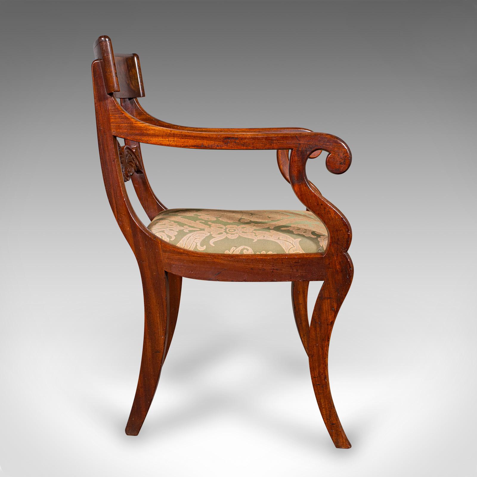 Silla Codo Antigua, Asiento Salón Inglés, Estudio, Sillón Dormitorio, Regencia en Bueno estado para la venta en Hele, Devon, GB