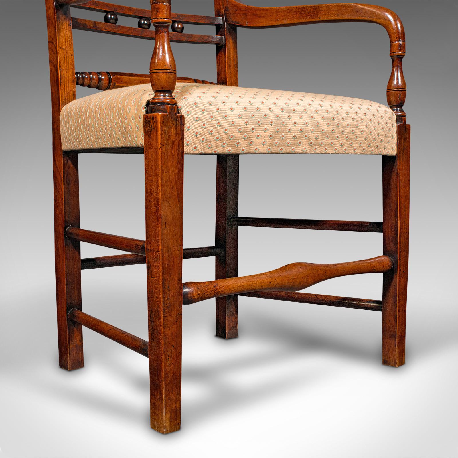 Antique Elbow Chair, English, Fruitwood, Office, Desk Seat, Victorian, C.1870 For Sale 6