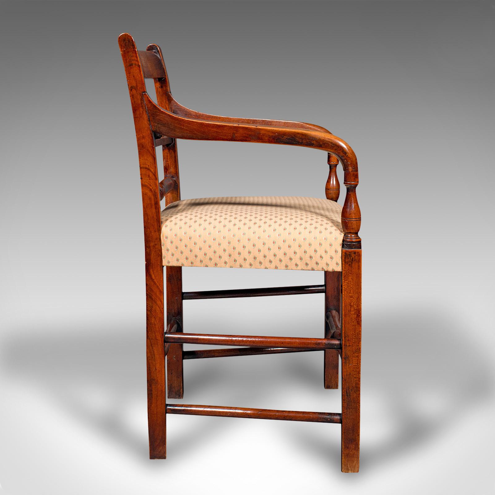 British Antique Elbow Chair, English, Fruitwood, Office, Desk Seat, Victorian, C.1870 For Sale