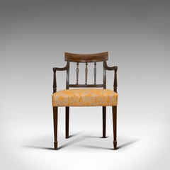 Antique Elbow Chair:: English:: Mahogany:: Armchair:: Sheraton Overtones:: Regency