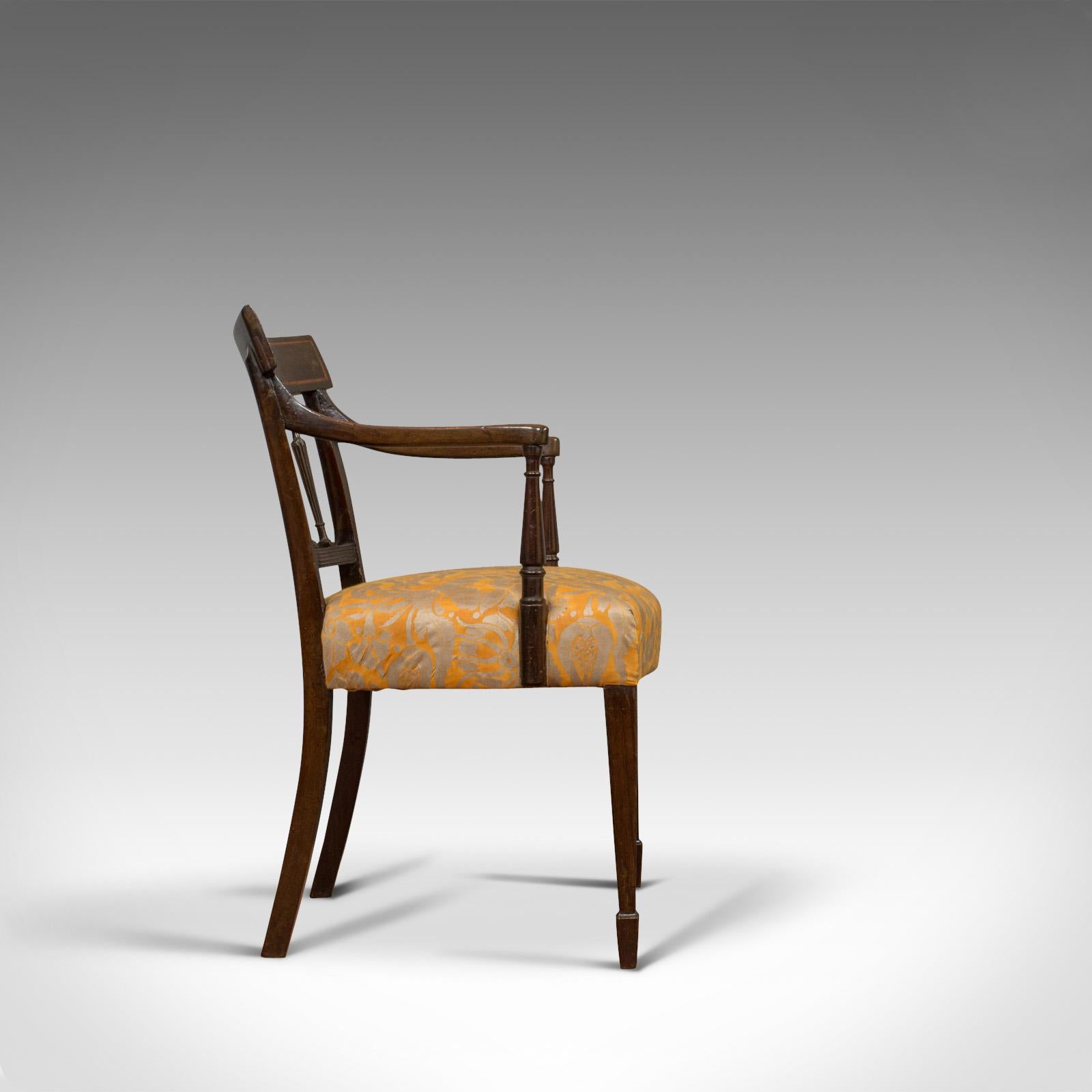 Antique Elbow Chair, English, Mahogany, Armchair, Sheraton Overtones, Regency In Good Condition In Hele, Devon, GB
