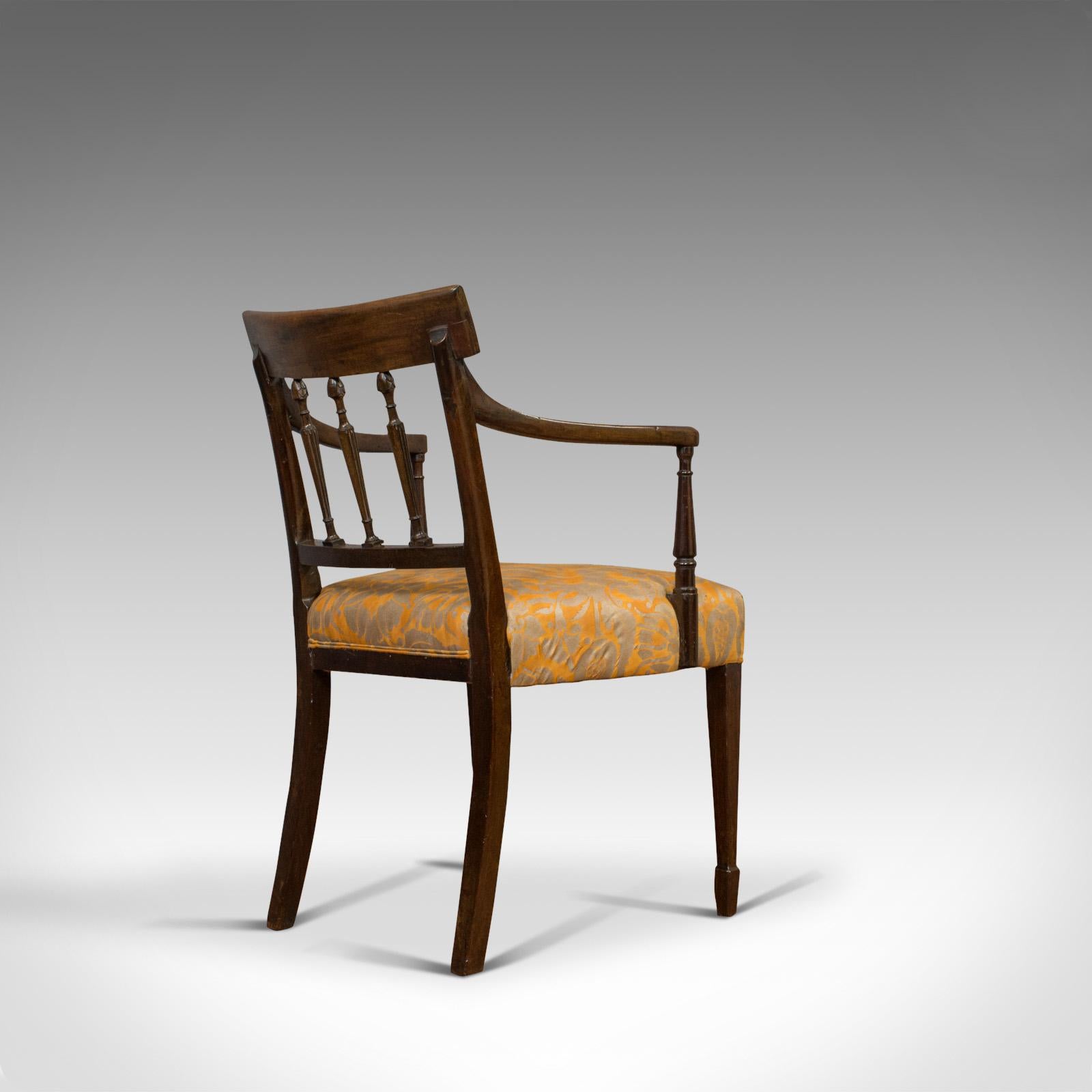 19th Century Antique Elbow Chair, English, Mahogany, Armchair, Sheraton Overtones, Regency