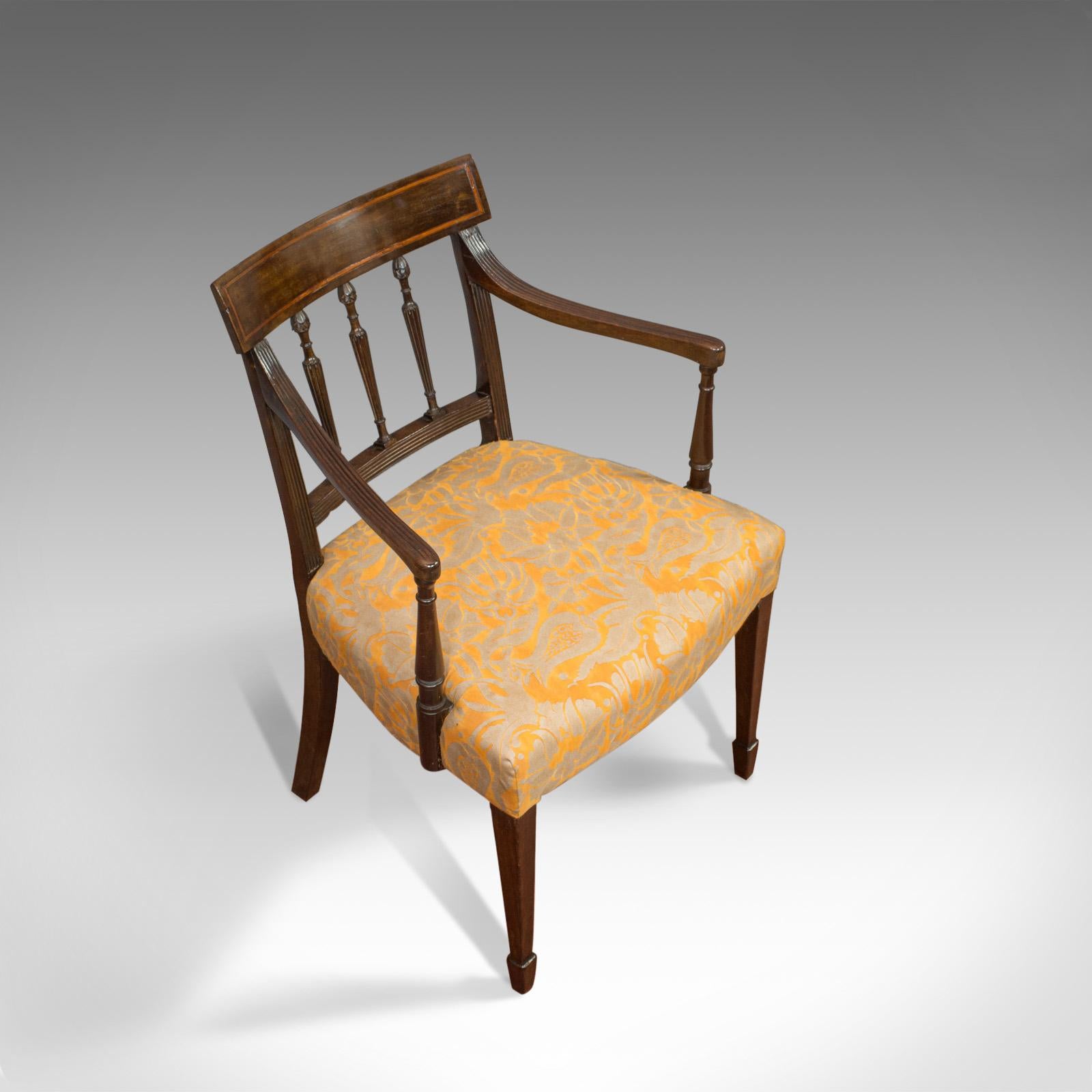 Antique Elbow Chair, English, Mahogany, Armchair, Sheraton Overtones, Regency 1