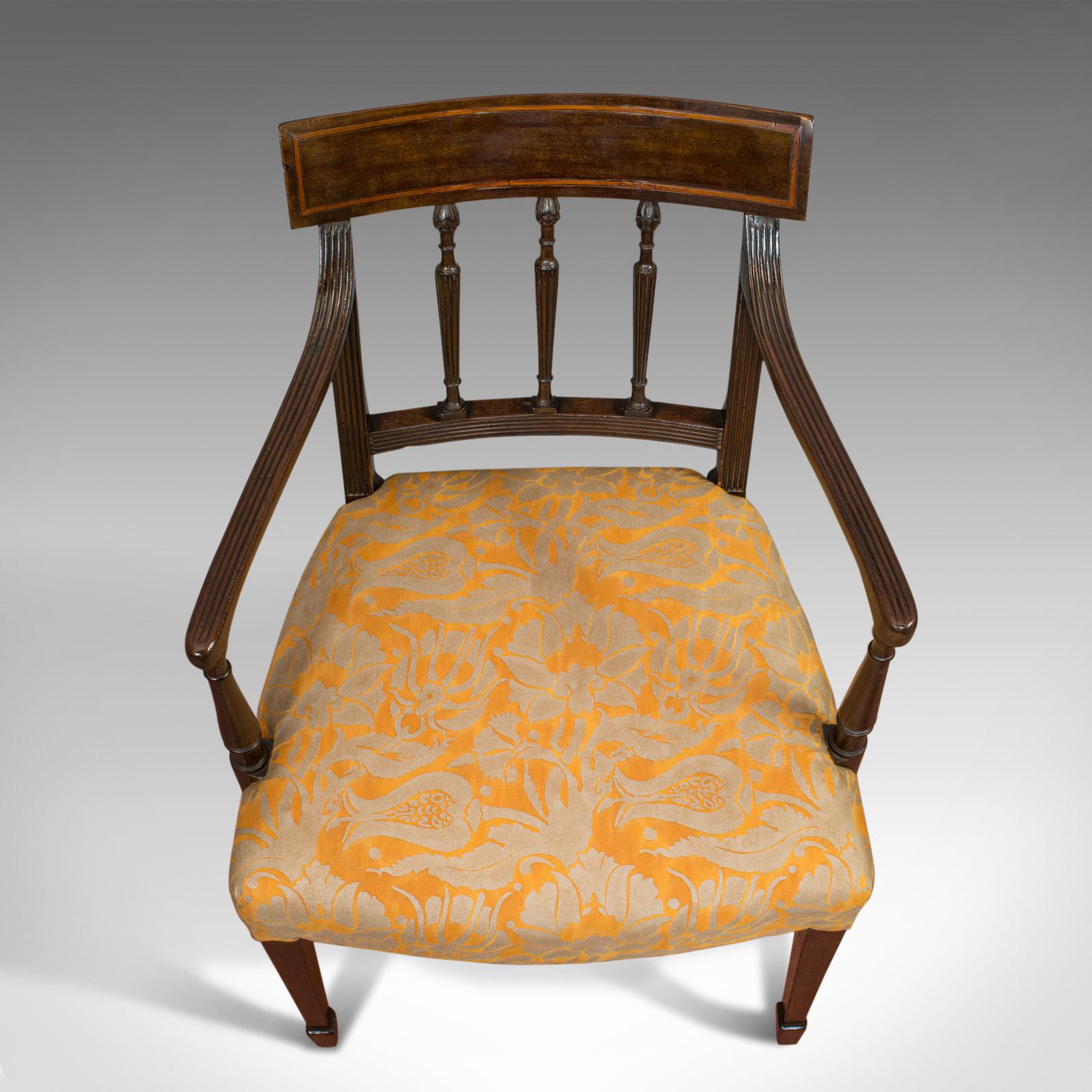 Antique Elbow Chair, English, Mahogany, Armchair, Sheraton Overtones, Regency 2