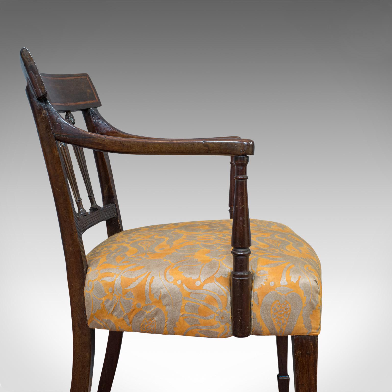 Antique Elbow Chair, English, Mahogany, Armchair, Sheraton Overtones, Regency 5