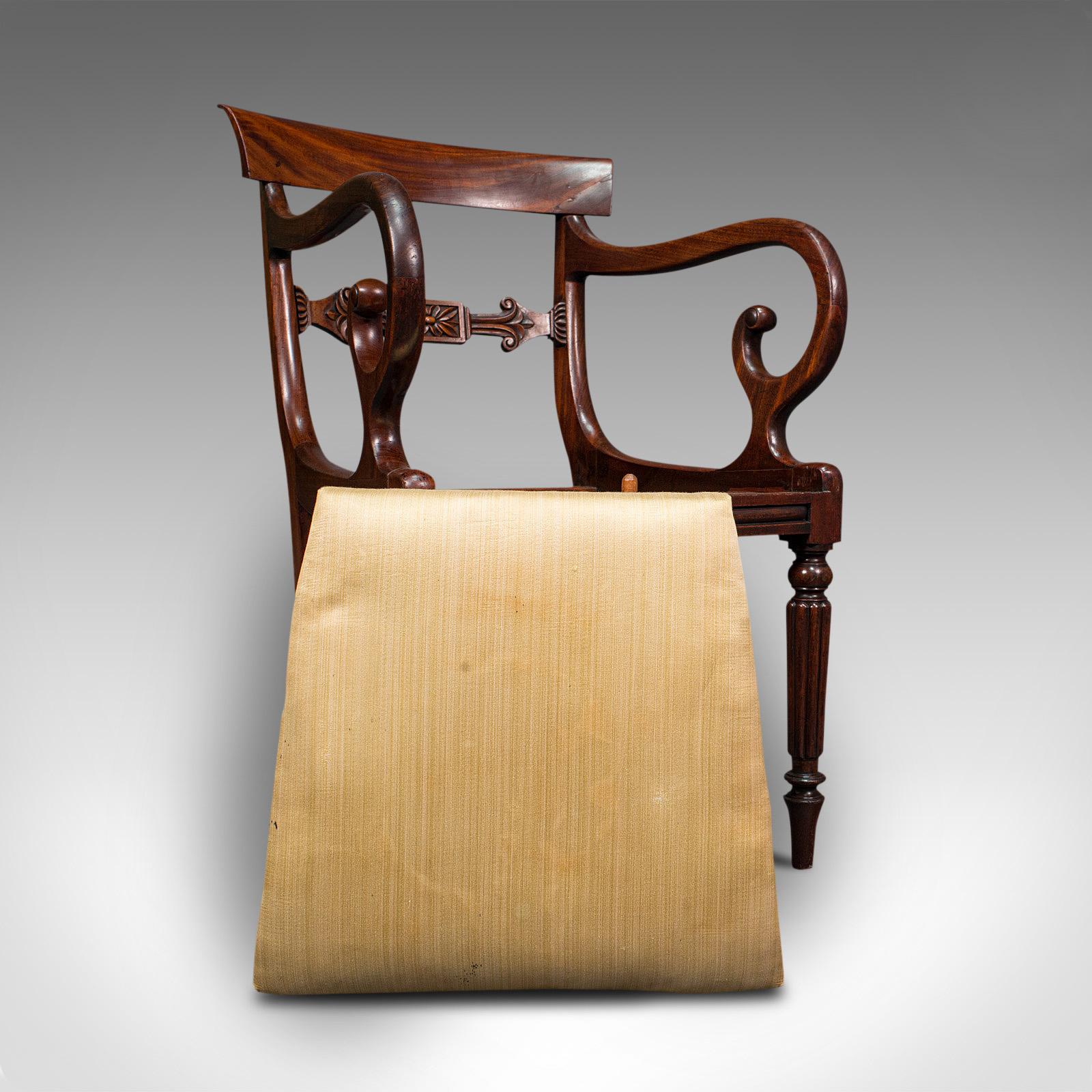 Antique Elbow Chair, English, Mahogany, Carver, Drop in Seat, Regency, C.1820 7