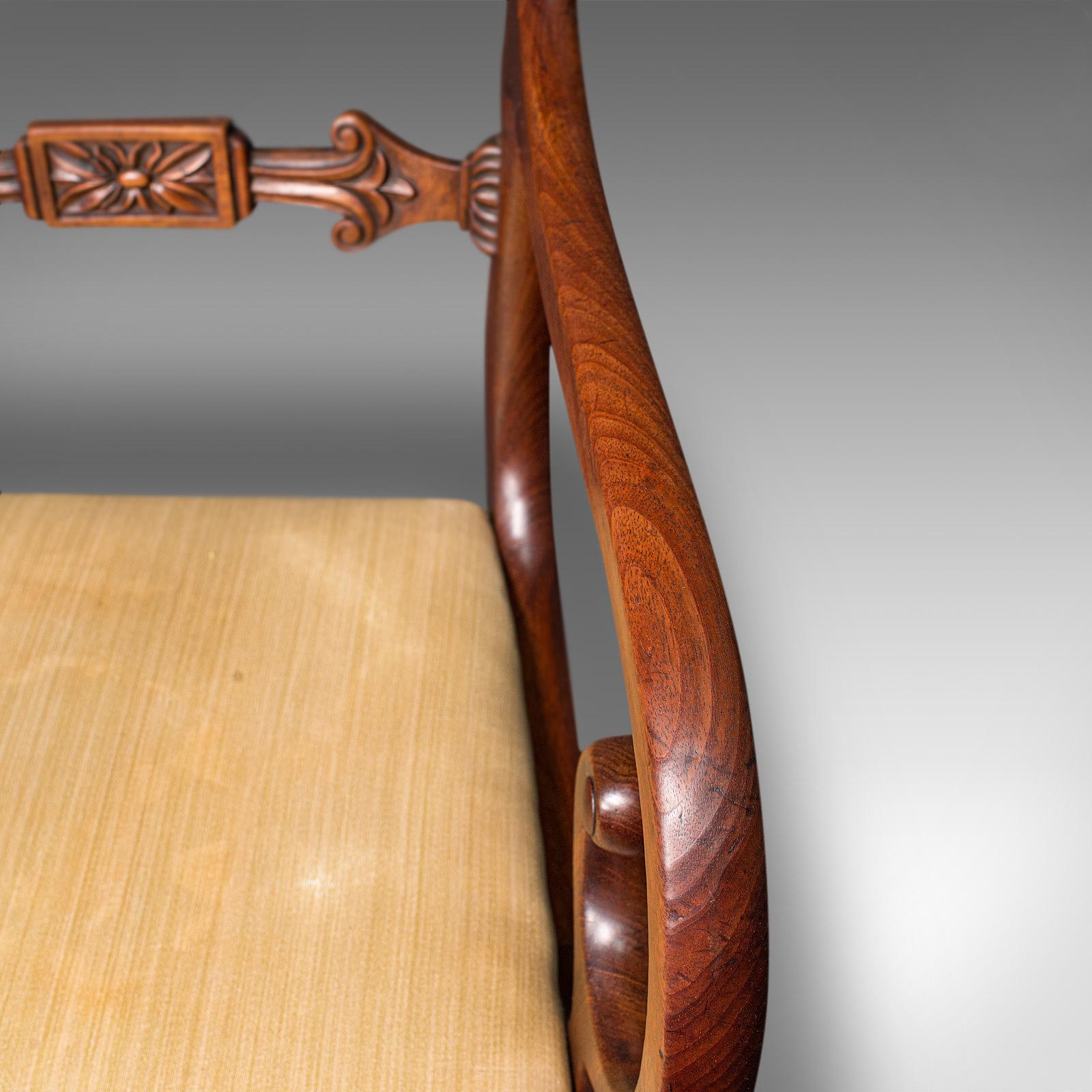 Antique Elbow Chair, English, Mahogany, Carver, Drop in Seat, Regency, C.1820 4