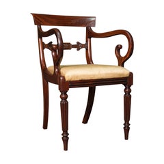 Antique Elbow Chair, English, Mahogany, Carver, Drop in Seat, Regency, C.1820