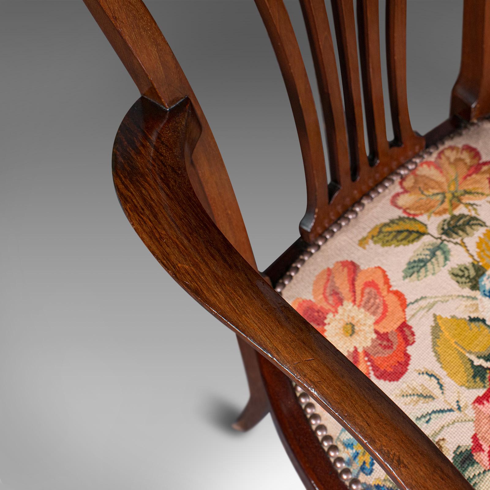 Antique Elbow Chair, English, Occasional, Art Nouveau, Libertyesque, Victorian 3