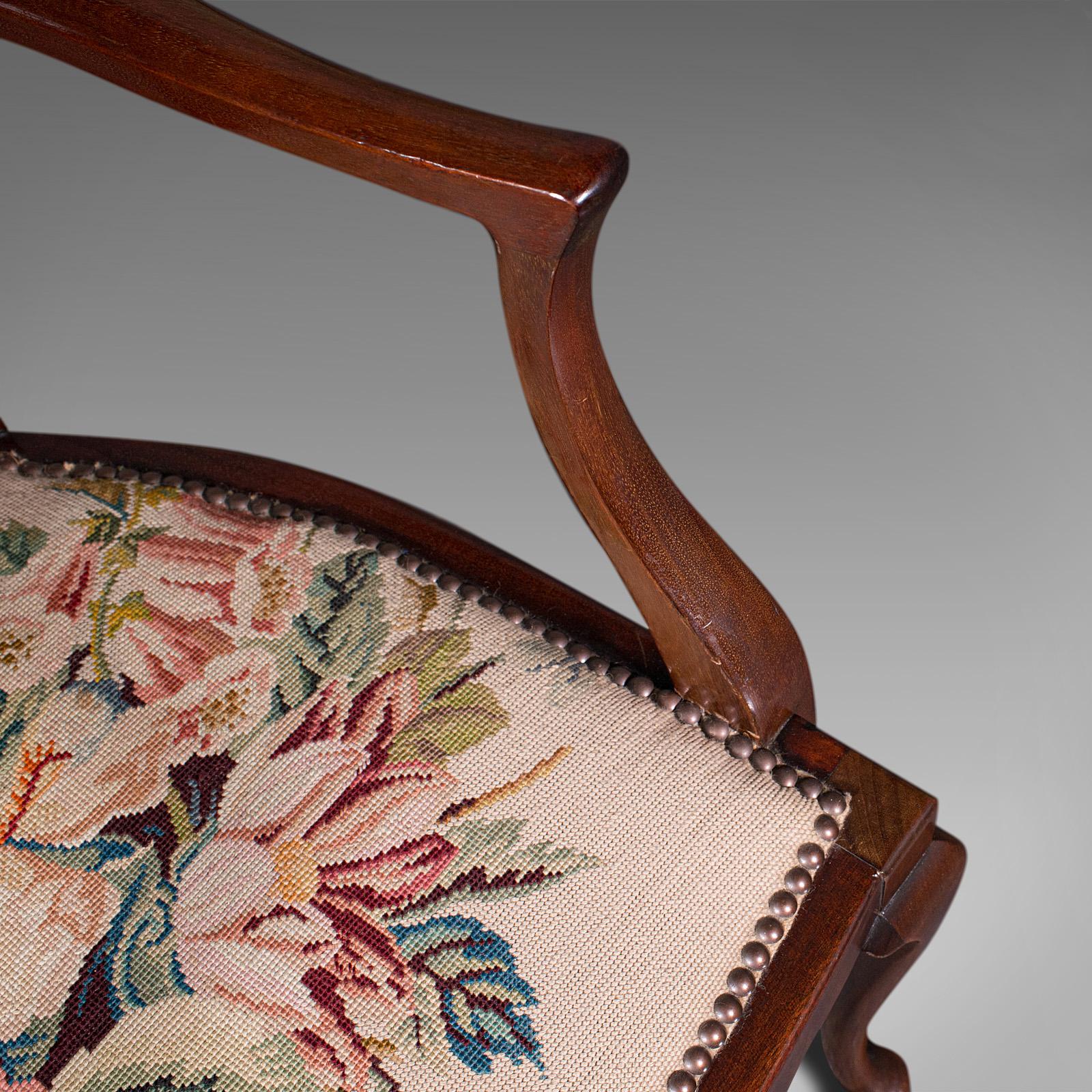 Antique Elbow Chair, English, Occasional, Art Nouveau, Libertyesque, Victorian 4