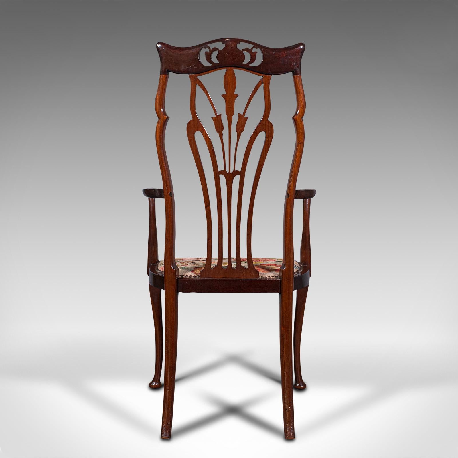 19th Century Antique Elbow Chair, English, Occasional, Art Nouveau, Libertyesque, Victorian