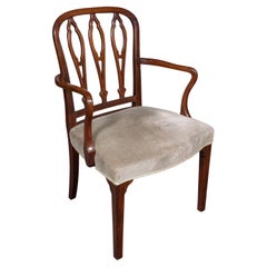 Antiker Elbow-Stuhl, englisch, Velour, Morgenzimmer, Schreibtischsitz, georgianisch, um 1790