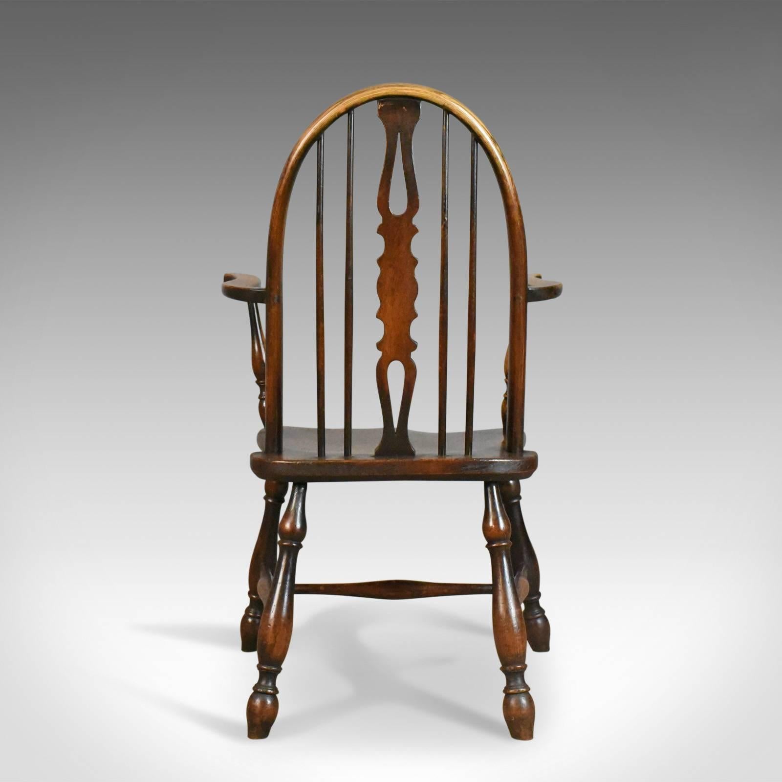 19th Century Antique Elbow Chair, English, Victorian, Bow Back Windsor, Beech Elm, circa 1890