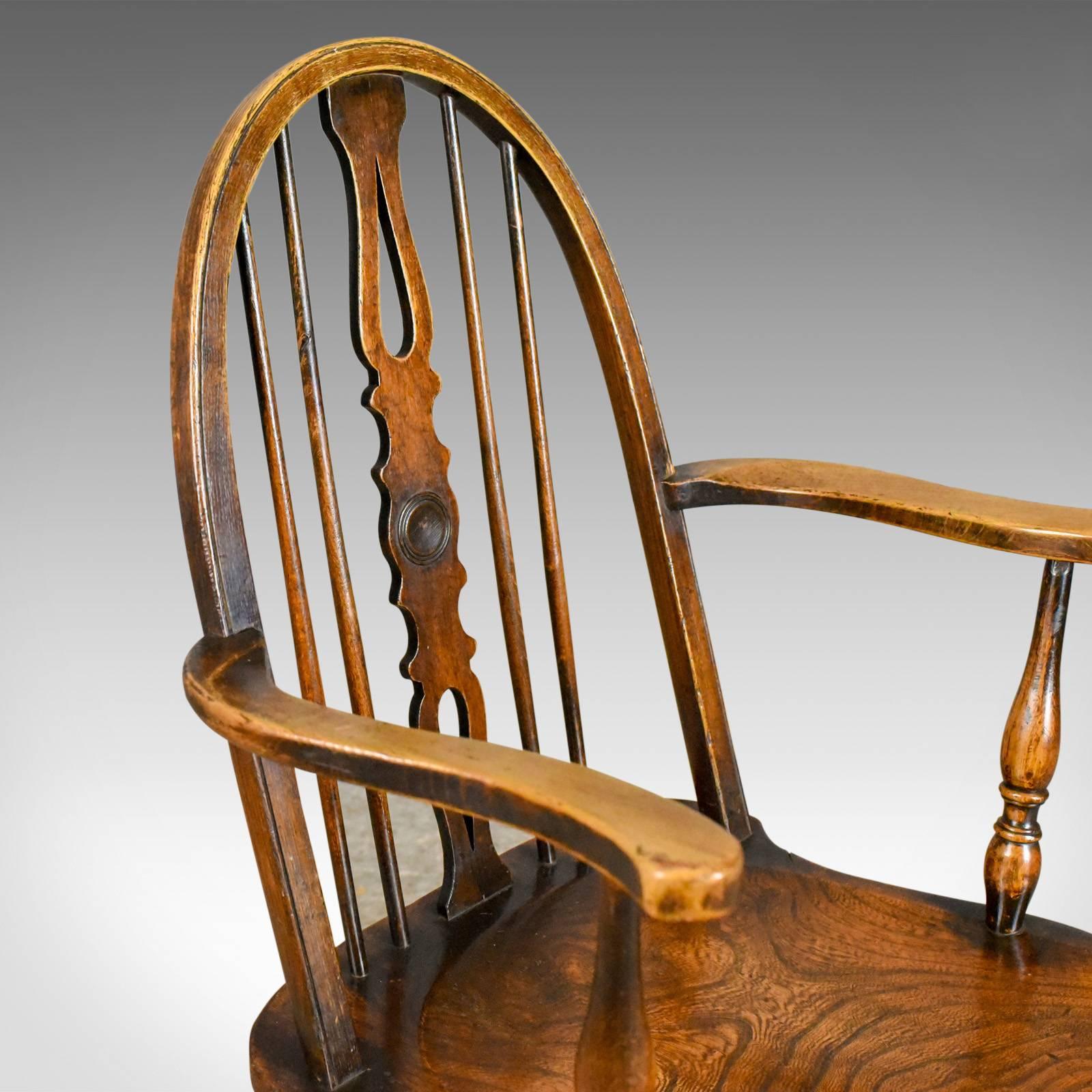 Antique Elbow Chair, English, Victorian, Bow Back Windsor, Beech Elm, circa 1890 2