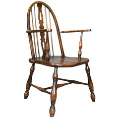 Antique Elbow Chair, English, Victorian, Bow Back Windsor, Beech Elm, circa 1890