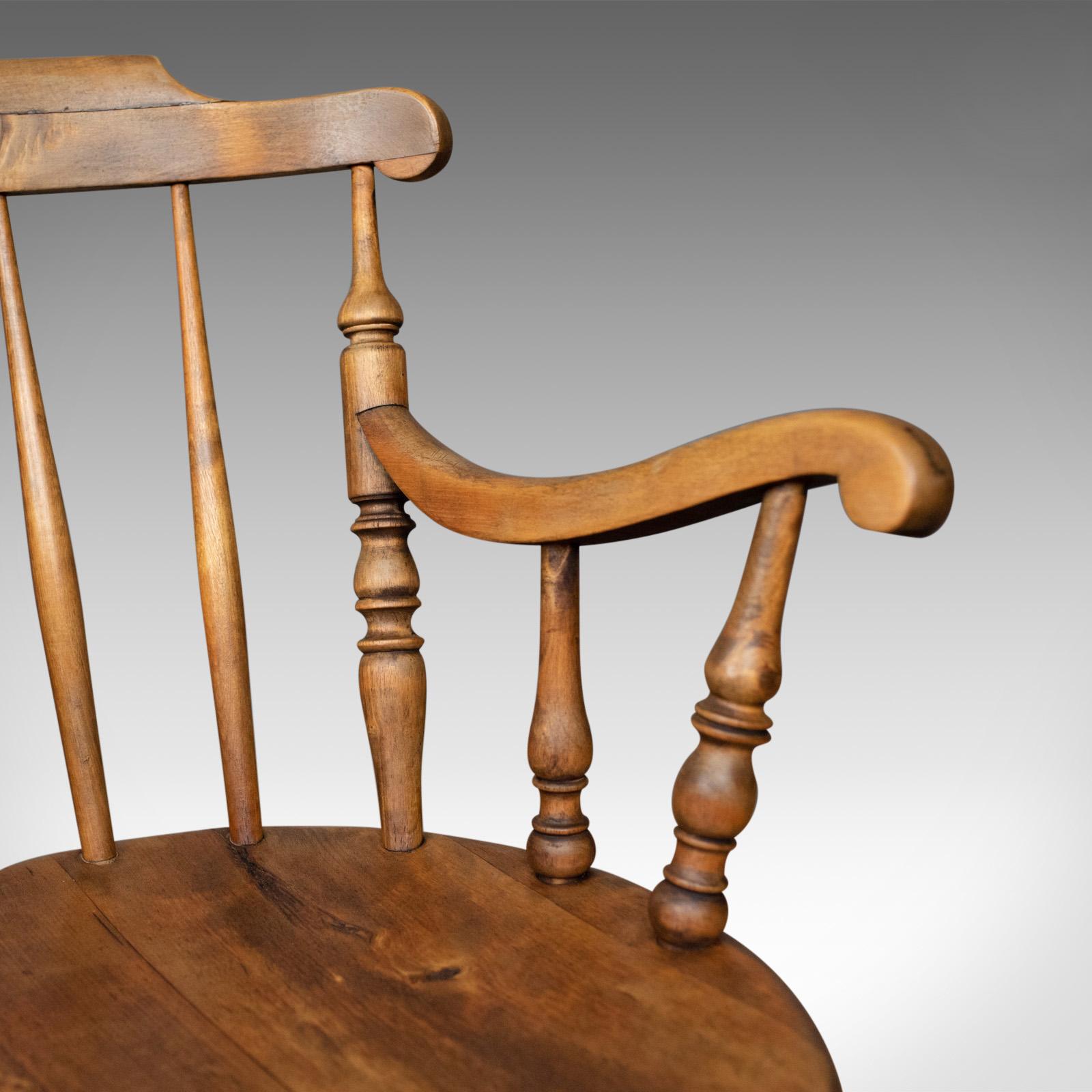 Late Victorian Antique Elbow Chair, English, Victorian, Country Kitchen, Armchair, circa 1900