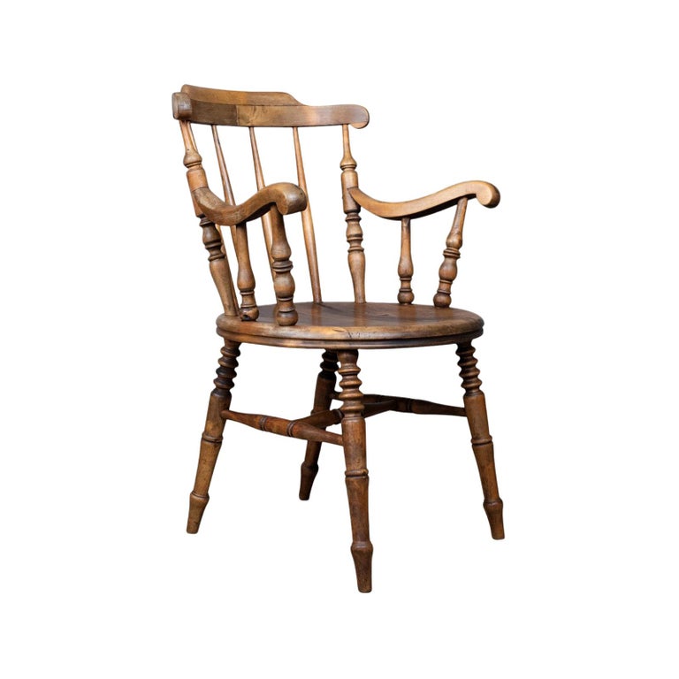 Antique Elbow Chair English Victorian, Antique Wooden Arm Chair