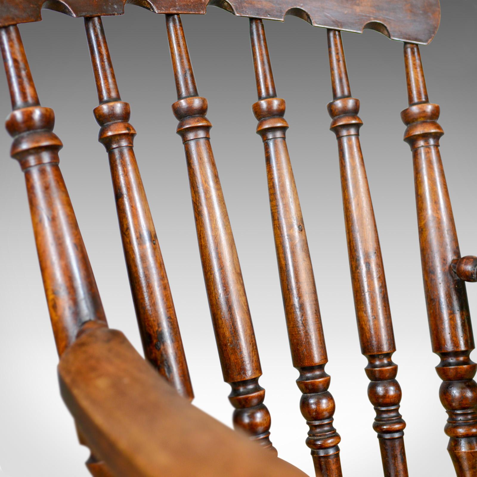 19th Century Antique Elbow Chair, English, Victorian, Stick Back Windsor, Elm, circa 1880