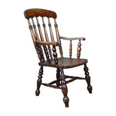 Antique Elbow Chair, English, Victorian, Stick Back Windsor, Elm, circa 1880