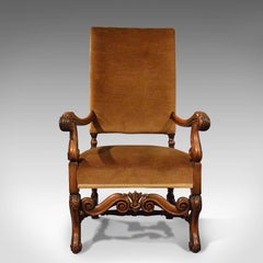 Antique Elbow Chair Fauteuil anglais en noyer Victorien:: vers 1880