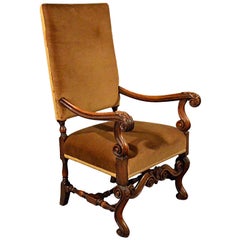 Antique Elbow Chair Fauteuil anglais en noyer Victorien:: vers 1880