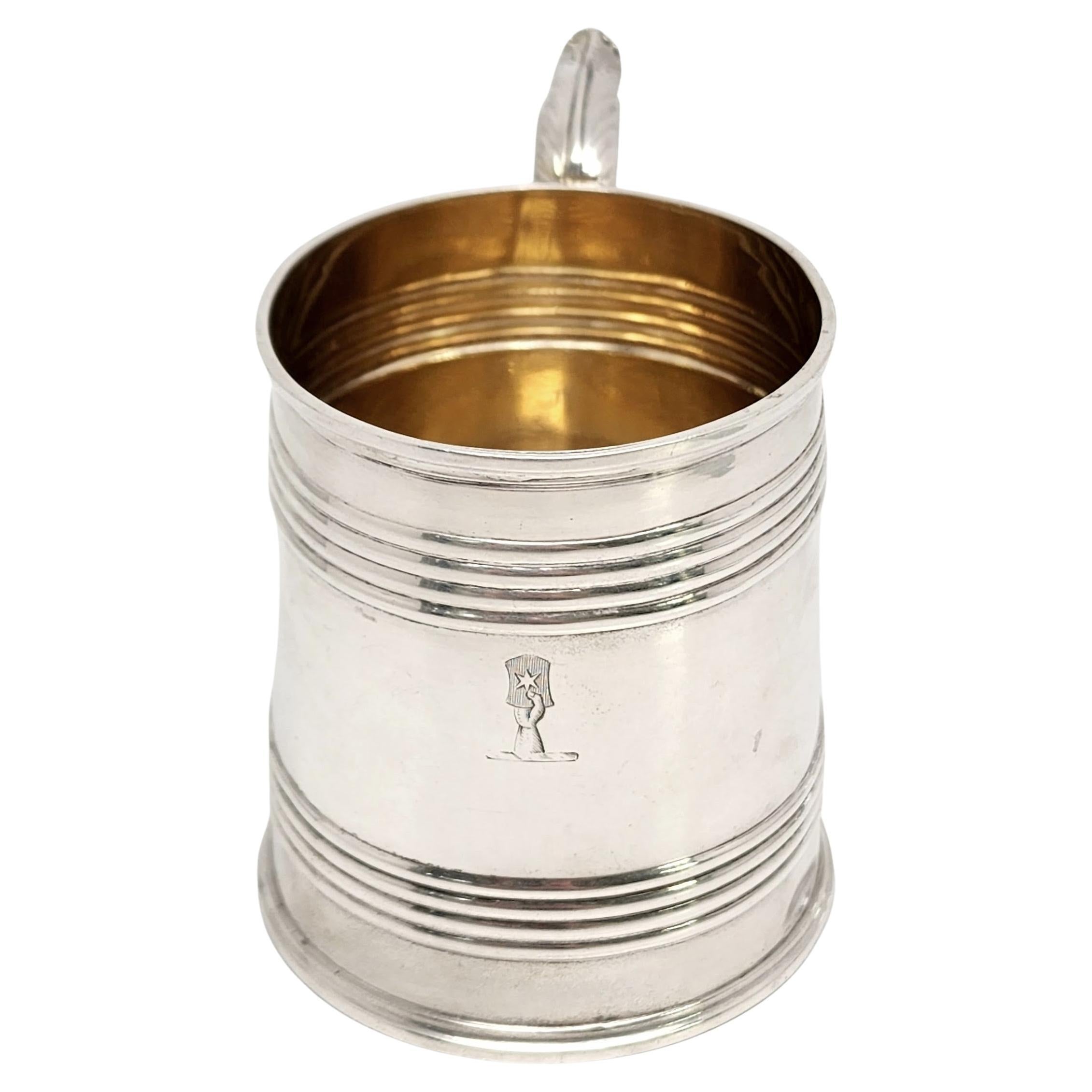 Antique Elder & Co. Edinburgh Scotland Sterling Silver Gold Wash Interior Cup For Sale