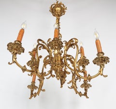 Antique electrified bronze chandelier