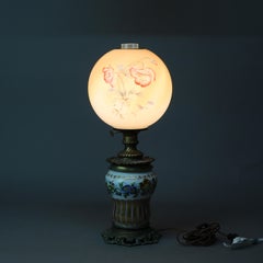 Antique Electrified Enameled Porcelain Gone with the Wind Table Lamp C1890