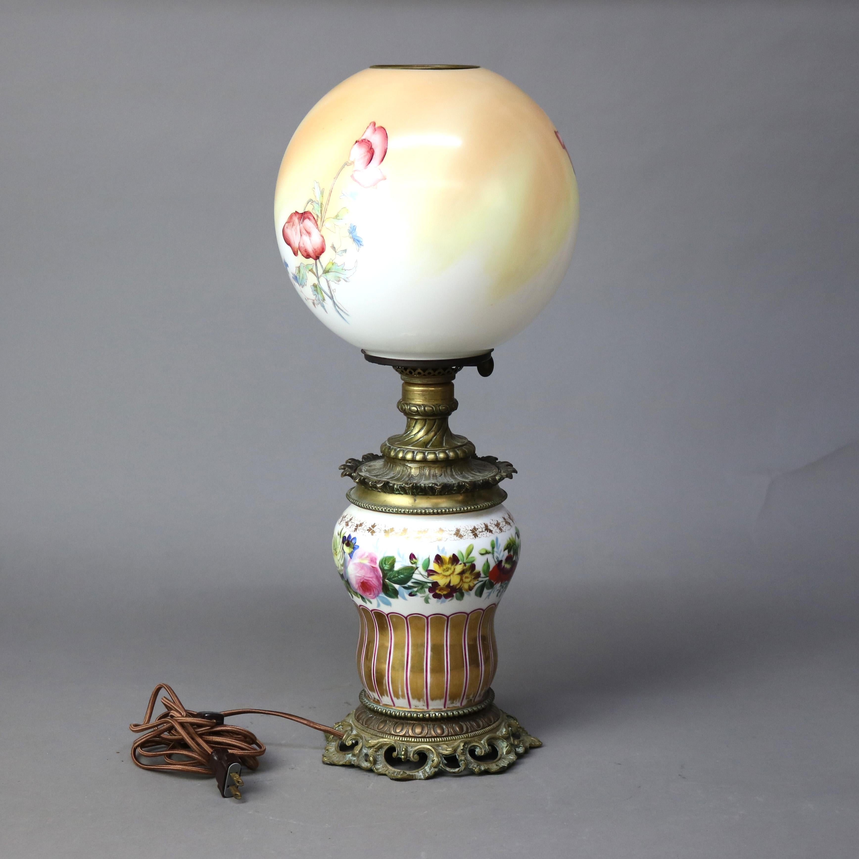 XIXe siècle Ancienne lampe de bureau électrifiée émaillée avec le vent, vers 1890 en vente